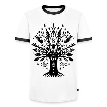 Bohemian Ethno Baum Tribal Natur Boho Geschenk - Männer Kontrast-T-Shirt - Weiß/Schwarz - Vorne - AI Model Female 172 light (172cm) & AI Model Male 178 dark (178cm)