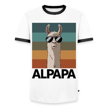 Papa Alpaga Papa Drôle Lama Cadeau de Fête des Pères - T-shirt contrasté Homme - blanc/noir - Devant - AI Model Female 172 light (172cm) & AI Model Male 178 dark (178cm)