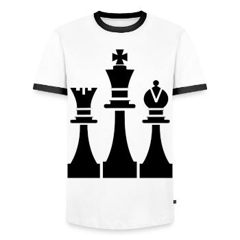 Chess Pieces Graphics - Men's Ringer Shirt - white/black - Front - AI Model Female 172 light (172cm) & AI Model Male 178 dark (178cm)