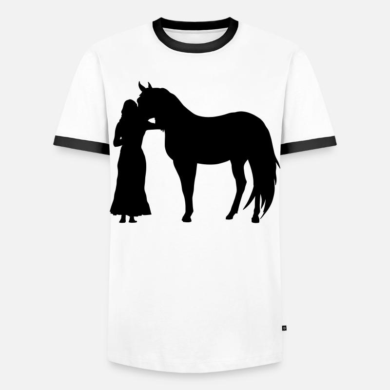 Frau mit Pferd - Männer Kontrast-T-Shirt - Weiß/Schwarz