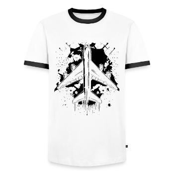 Flugzeug Zeichnung - Männer Kontrast-T-Shirt - Weiß/Schwarz - Vorne - AI Model Female 172 light (172cm) & AI Model Male 178 dark (178cm)
