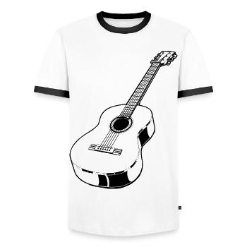 Acoustic Guitar - Men's Ringer Shirt - white/black - Front - AI Model Female 172 light (172cm) & AI Model Male 178 dark (178cm)