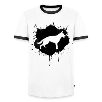 Croquis de berger allemand - T-shirt contrasté Homme - blanc/noir - Devant - AI Model Female 172 light (172cm) & AI Model Male 178 dark (178cm)