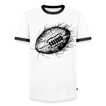 Dessin au trait du football américain - T-shirt contrasté Homme - blanc/noir - Devant - AI Model Female 172 light (172cm) & AI Model Male 178 dark (178cm)