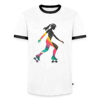 Roller skating girl - Men's Ringer Shirt - white/black - Front - AI Model Female 172 light (172cm) & AI Model Male 178 dark (178cm)