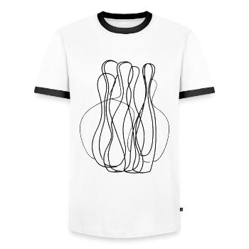 Bowling Line Art - Men's Ringer Shirt - white/black - Front - AI Model Female 172 light (172cm) & AI Model Male 178 dark (178cm)