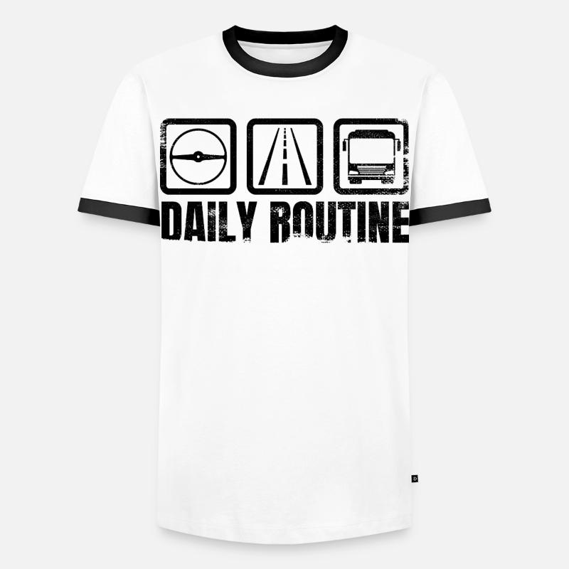 Routine du chauffeur d’autobus - T-shirt contrasté Homme - blanc/noir