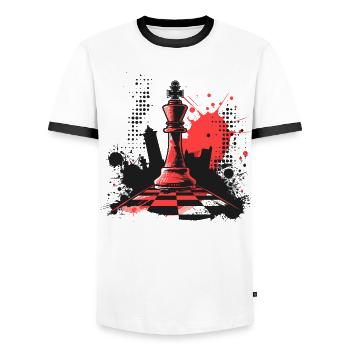 Schachfiguren Graffiti - Männer Kontrast-T-Shirt - Weiß/Schwarz - Vorne - AI Model Female 172 light (172cm) & AI Model Male 178 dark (178cm)
