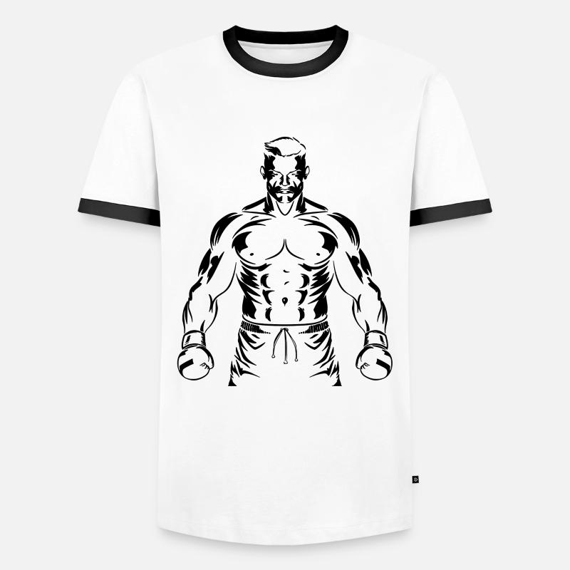 Boxer Boy Drawing - Men's Ringer Shirt - white/black