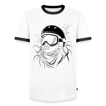 Snowboarder Girl - Men's Ringer Shirt - white/black - Front - AI Model Female 172 light (172cm) & AI Model Male 178 dark (178cm)