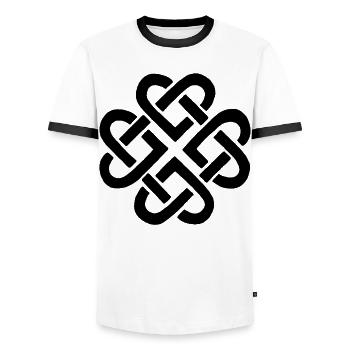 Flower and Black Hearts - Men's Ringer Shirt - white/black - Front - AI Model Female 172 light (172cm) & AI Model Male 178 dark (178cm)