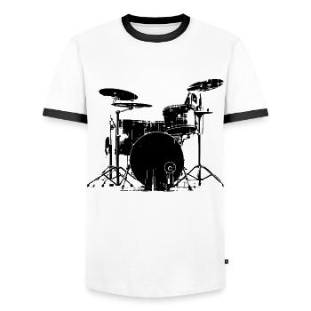 Schlagzeug - Männer Kontrast-T-Shirt - Weiß/Schwarz - Vorne - AI Model Female 172 light (172cm) & AI Model Male 178 dark (178cm)