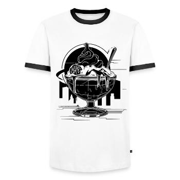 Eisbecher - Männer Kontrast-T-Shirt - Weiß/Schwarz - Vorne - AI Model Female 172 light (172cm) & AI Model Male 178 dark (178cm)