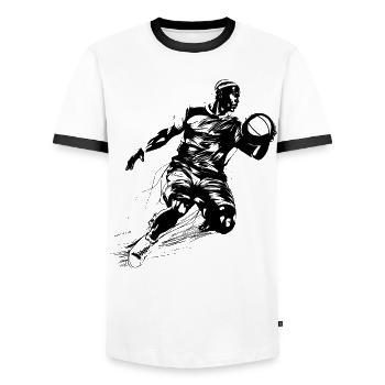 Basketteur - T-shirt contrasté Homme - blanc/noir - Devant - AI Model Female 172 light (172cm) & AI Model Male 178 dark (178cm)