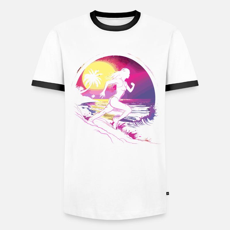 Runner Synthwave - Men's Ringer Shirt - white/black