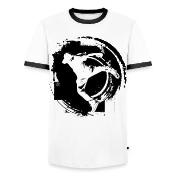 Breakdance - T-shirt contrasté Homme - blanc/noir - Devant - AI Model Female 172 light (172cm) & AI Model Male 178 dark (178cm)