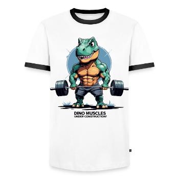 Muscles dino en développement - T-shirt contrasté Homme - blanc/noir - Devant - AI Model Female 172 light (172cm) & AI Model Male 178 dark (178cm)