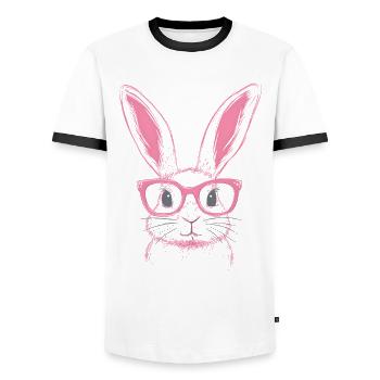 Lapin Lapin Lunettes Oreilles de Lapin Cadeau Lapin - T-shirt contrasté Homme - blanc/noir - Devant - AI Model Female 172 light (172cm) & AI Model Male 178 dark (178cm)