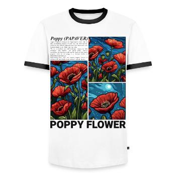 Coquelicot Nature Fleur Botanique Esthétique Cadeau - T-shirt contrasté Homme - blanc/noir - Devant - AI Model Female 172 light (172cm) & AI Model Male 178 dark (178cm)