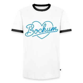 Love bochum - Men's Ringer Shirt - white/black - Front - AI Model Female 172 light (172cm) & AI Model Male 178 dark (178cm)