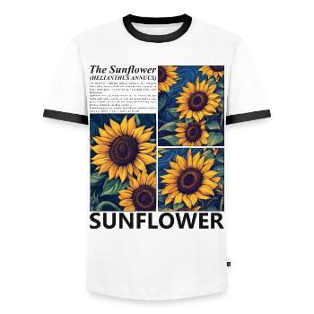 Sonnenblume Blüten Sommer Botanik Natur Geschenk - Männer Kontrast-T-Shirt - Weiß/Schwarz - Vorne - AI Model Female 172 light (172cm) & AI Model Male 178 dark (178cm)