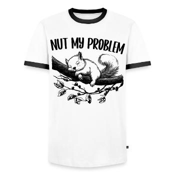 Nut My Problem Cute Squirrel Gift - Men's Ringer Shirt - white/black - Front - AI Model Female 172 light (172cm) & AI Model Male 178 dark (178cm)