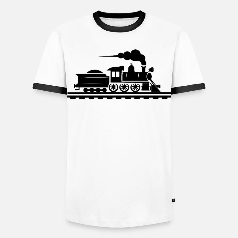 Railway Graphic - Men's Ringer Shirt - white/black