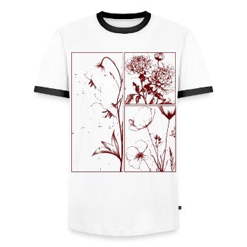 Campanula Chrysanthemum Floral Botanical Gift - Men's Ringer Shirt - white/black - Front - AI Model Female 172 light (172cm) & AI Model Male 178 dark (178cm)