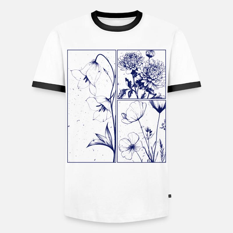 Blumen Chrysantheme Campanula Botanik Geschenk - Männer Kontrast-T-Shirt - Weiß/Schwarz