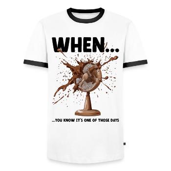 Drôle de mème Disaster Office Les collègues de Murphy Law - T-shirt contrasté Homme - blanc/noir - Devant - AI Model Female 172 light (172cm) & AI Model Male 178 dark (178cm)