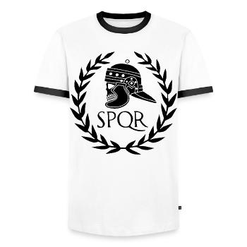 Roman Empire and the Black Skull - Men's Ringer Shirt - white/black - Front - AI Model Female 172 light (172cm) & AI Model Male 178 dark (178cm)