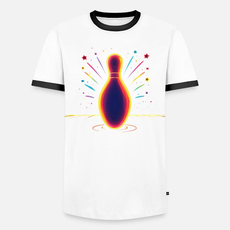 Bowling Synthwave - Männer Kontrast-T-Shirt - Weiß/Schwarz