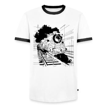 Train - T-shirt contrasté Homme - blanc/noir - Devant - AI Model Female 172 light (172cm) & AI Model Male 178 dark (178cm)