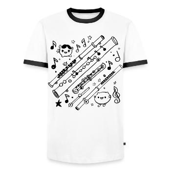 Flûte Bande dessinée - T-shirt contrasté Homme - blanc/noir - Devant - AI Model Female 172 light (172cm) & AI Model Male 178 dark (178cm)