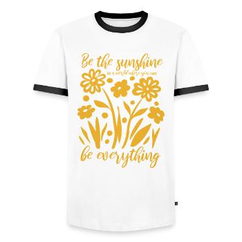 Blumen - Frühling - Be the sunshine - Spruch - Männer Kontrast-T-Shirt - Weiß/Schwarz - Vorne - AI Model Female 172 light (172cm) & AI Model Male 178 dark (178cm)