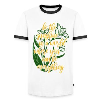 Blumen - Frühling - Be the sunshine - Spruch - Men's Ringer Shirt - white/black - Front - AI Model Female 172 light (172cm) & AI Model Male 178 dark (178cm)