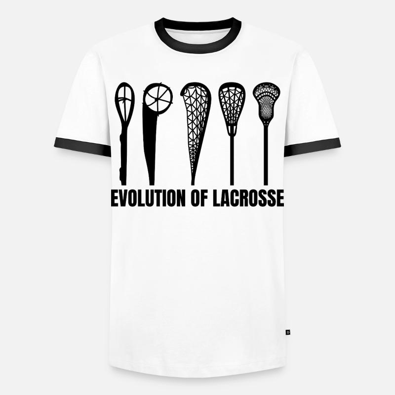 Entwicklung des Lacrosse Schläger - Männer Kontrast-T-Shirt - Weiß/Schwarz
