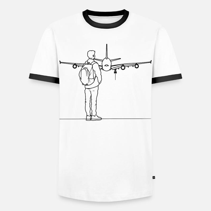 Plane Spotter Drawing - Men's Ringer Shirt - white/black