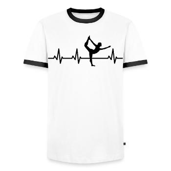 Yoga Lovers ECG Heartline - Men's Ringer Shirt - white/black - Front - AI Model Female 172 light (172cm) & AI Model Male 178 dark (178cm)