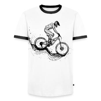 Cyclist Line Art - Men's Ringer Shirt - white/black - Front - AI Model Female 172 light (172cm) & AI Model Male 178 dark (178cm)