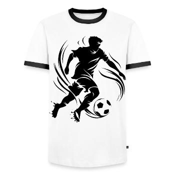 Footballer - Men's Ringer Shirt - white/black - Front - AI Model Female 172 light (172cm) & AI Model Male 178 dark (178cm)