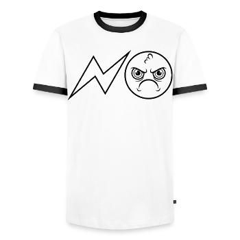 NON / Non / Non / Jamais / Non - T-shirt contrasté Homme - blanc/noir - Devant - AI Model Female 172 light (172cm) & AI Model Male 178 dark (178cm)