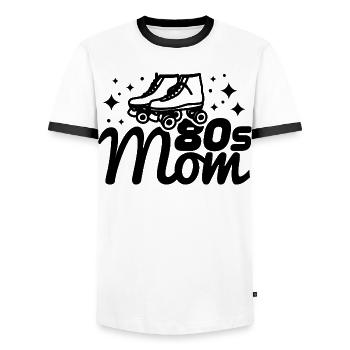 Maman des années 80 - T-shirt contrasté Homme - blanc/noir - Devant - AI Model Female 172 light (172cm) & AI Model Male 178 dark (178cm)