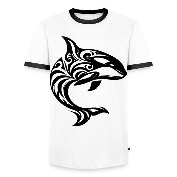 Orque tribal - T-shirt contrasté Homme - blanc/noir - Devant - AI Model Female 172 light (172cm) & AI Model Male 178 dark (178cm)