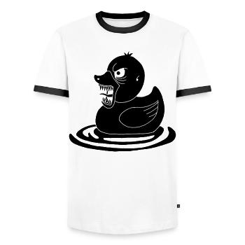 Canard démoniaque noir - T-shirt contrasté Homme - blanc/noir - Devant - AI Model Female 172 light (172cm) & AI Model Male 178 dark (178cm)