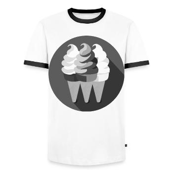 Eiswaffeln Skizze - Männer Kontrast-T-Shirt - Weiß/Schwarz - Vorne - AI Model Female 172 light (172cm) & AI Model Male 178 dark (178cm)