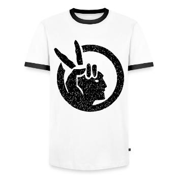 Mouvement amérindien - T-shirt contrasté Homme - blanc/noir - Devant - AI Model Female 172 light (172cm) & AI Model Male 178 dark (178cm)