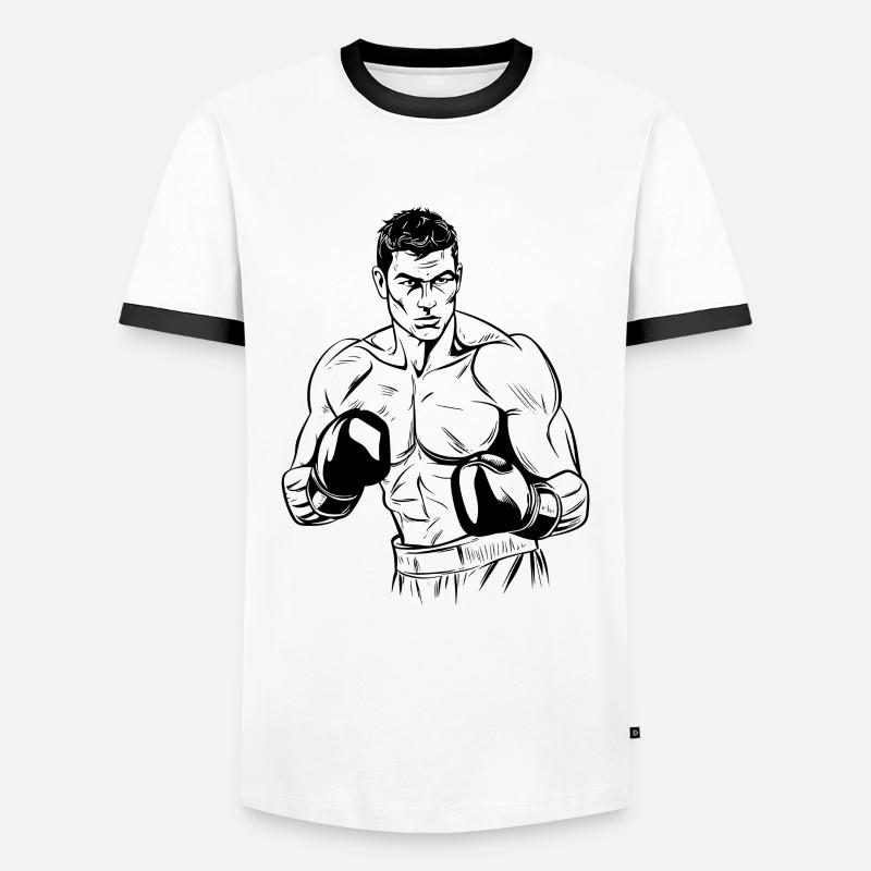 Boxer - Männer Kontrast-T-Shirt - Weiß/Schwarz