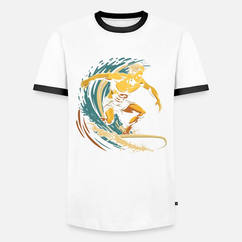 Surfer Graphics - Men's Ringer Shirt - white/black