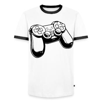 Dessin de manette de jeu - T-shirt contrasté Homme - blanc/noir - Devant - AI Model Female 172 light (172cm) & AI Model Male 178 dark (178cm)